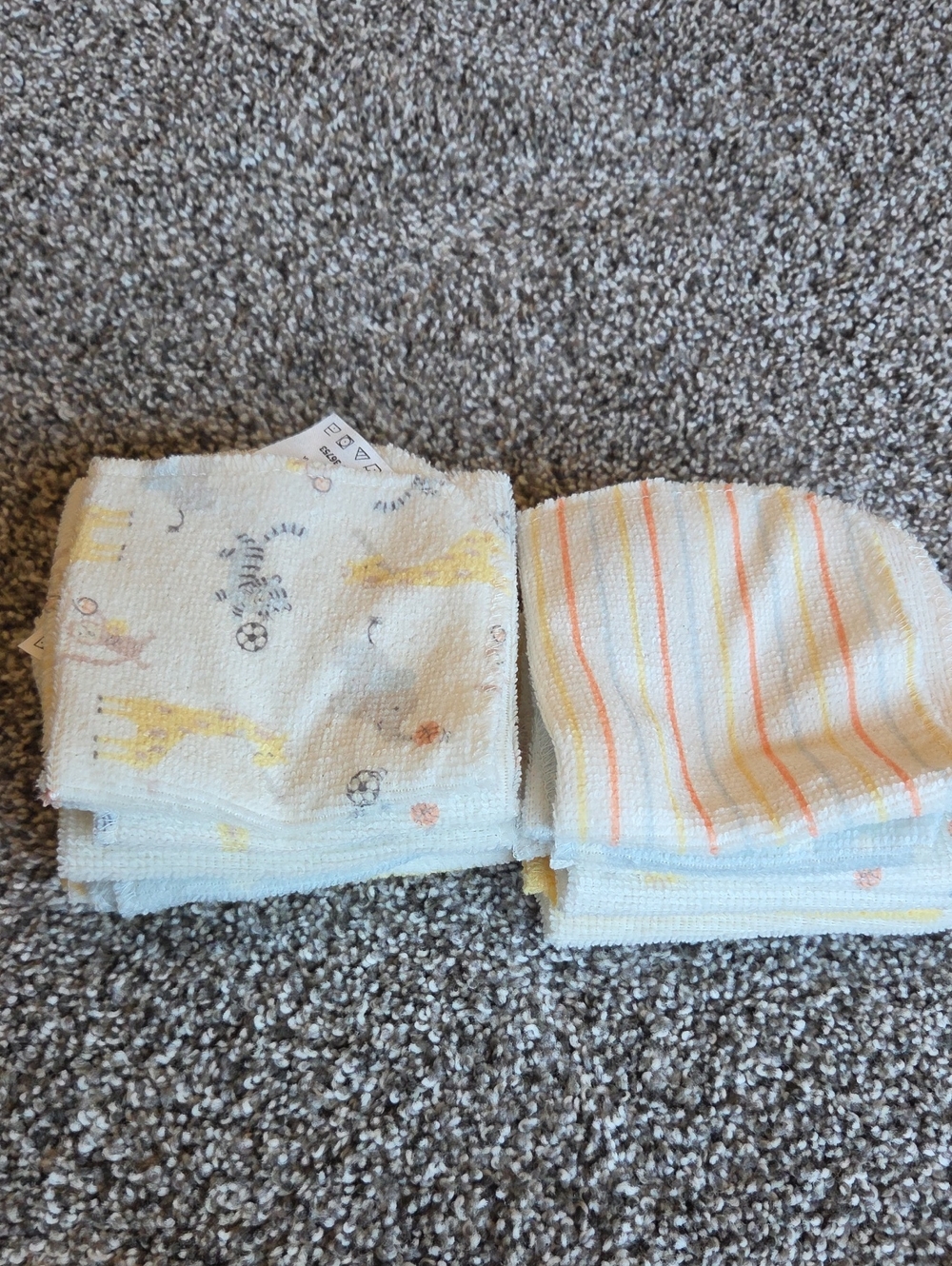 Neutral Safari & Stripe Baby Washcloth Set - 12